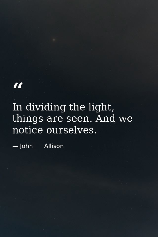 In dividing the light, things are seen. And we notice ourselves. — John      Allison