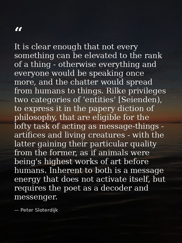 It is clear enough that not every something can be elevated to the rank of a thing - otherwise everything and everyone w — Peter Sloterdijk