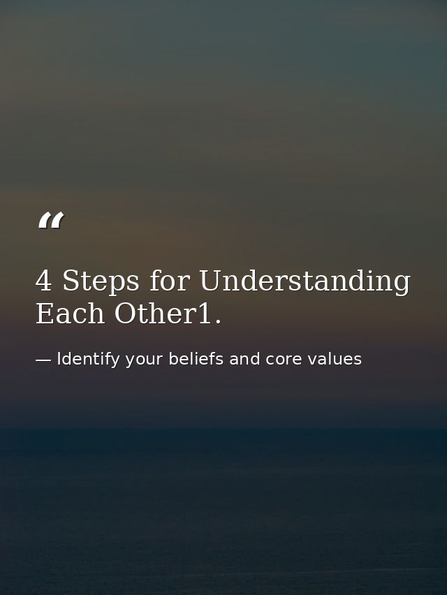 4 Steps for Understanding Each Other1. — Identify your beliefs and core values