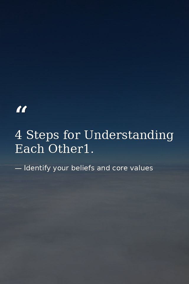 4 Steps for Understanding Each Other1. — Identify your beliefs and core values