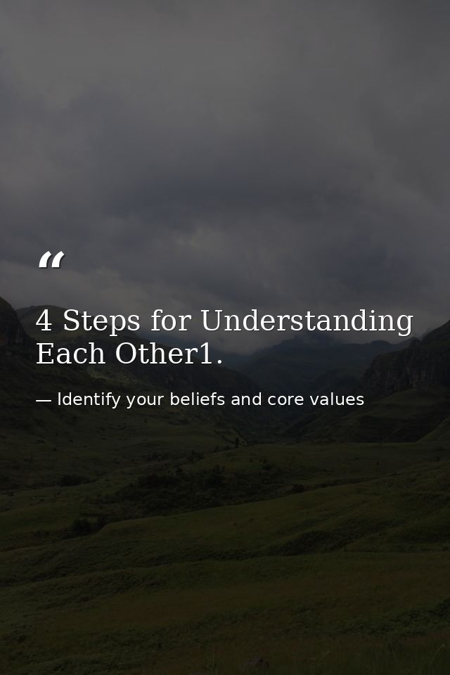 4 Steps for Understanding Each Other1. — Identify your beliefs and core values