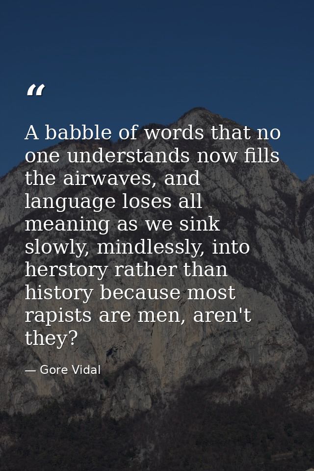 A babble of words that no one understands now fills the airwaves, and language loses all meaning as we sink slowly, mind — Gore Vidal