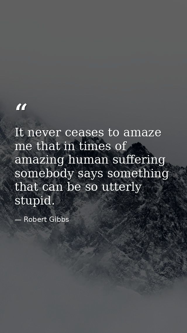 It never ceases to amaze me that in times of amazing human suffering somebody says something that can be so utterly stup — Robert Gibbs