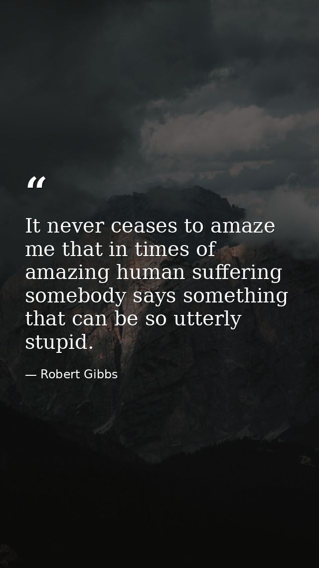 It never ceases to amaze me that in times of amazing human suffering somebody says something that can be so utterly stup — Robert Gibbs