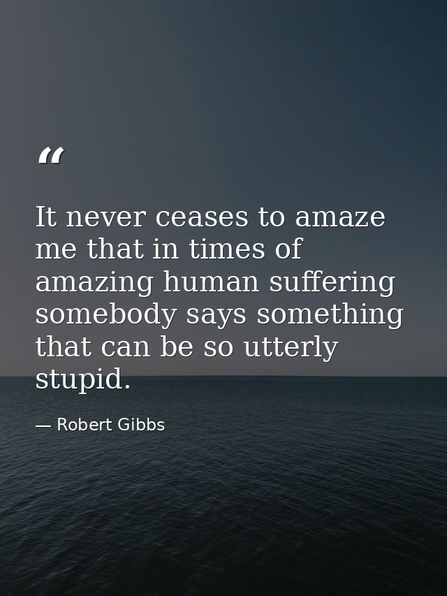 It never ceases to amaze me that in times of amazing human suffering somebody says something that can be so utterly stup — Robert Gibbs