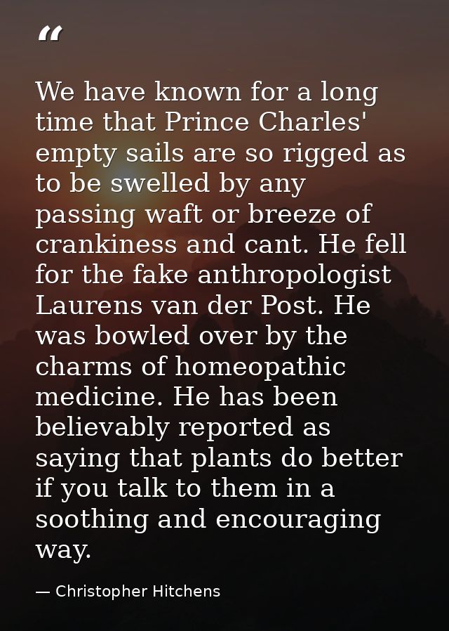 We have known for a long time that Prince Charles' empty sails are so rigged as to be swelled by any passing waft or bre — Christopher Hitchens