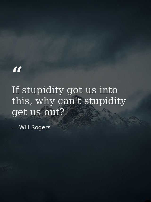 If stupidity got us into this, why can't stupidity get us out? — Will Rogers