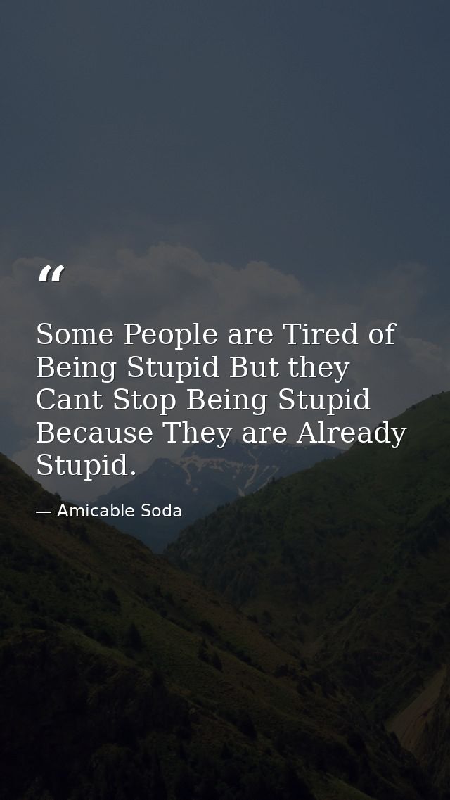 Some People are Tired of Being Stupid But they Cant Stop Being Stupid Because They are Already Stupid. — Amicable Soda