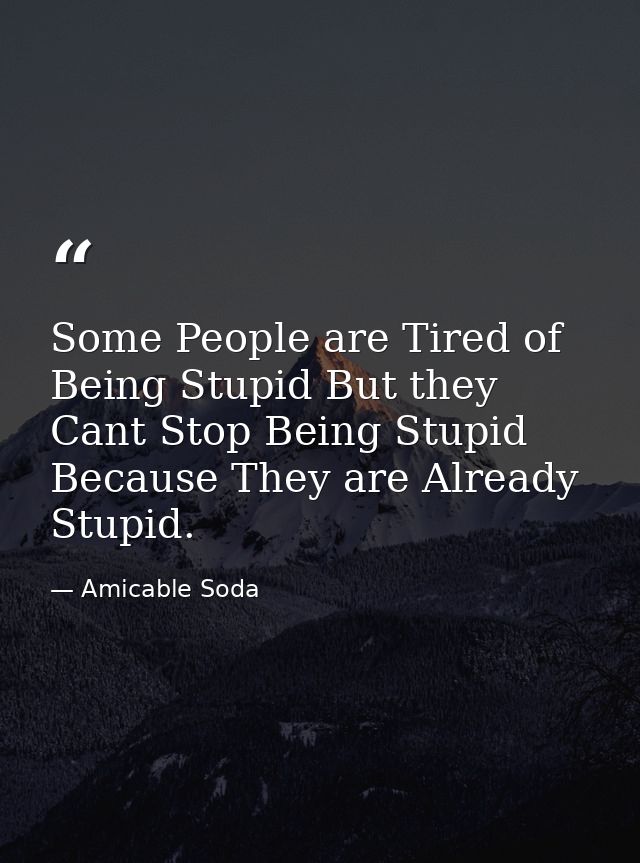 Some People are Tired of Being Stupid But they Cant Stop Being Stupid Because They are Already Stupid. — Amicable Soda