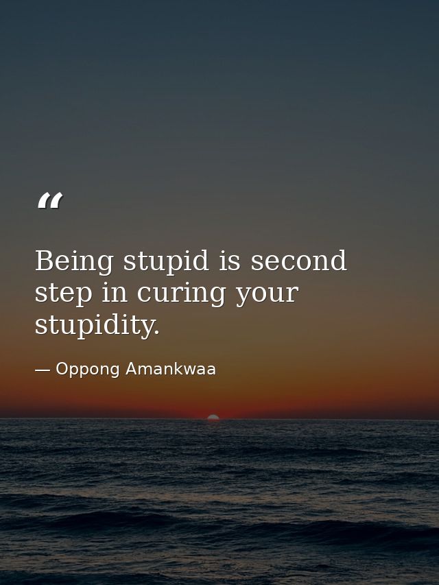 Being stupid is second step in curing your stupidity. — Oppong Amankwaa