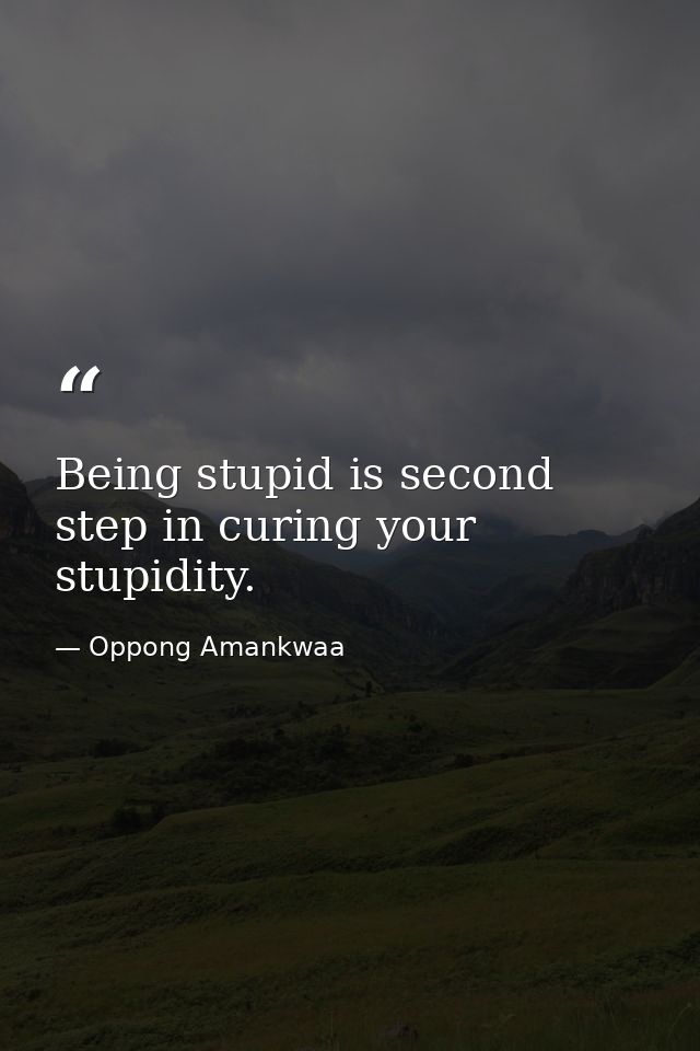 Being stupid is second step in curing your stupidity. — Oppong Amankwaa