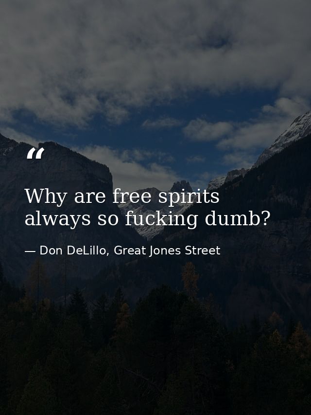 Why are free spirits always so fucking dumb? — Don DeLillo, Great Jones Street