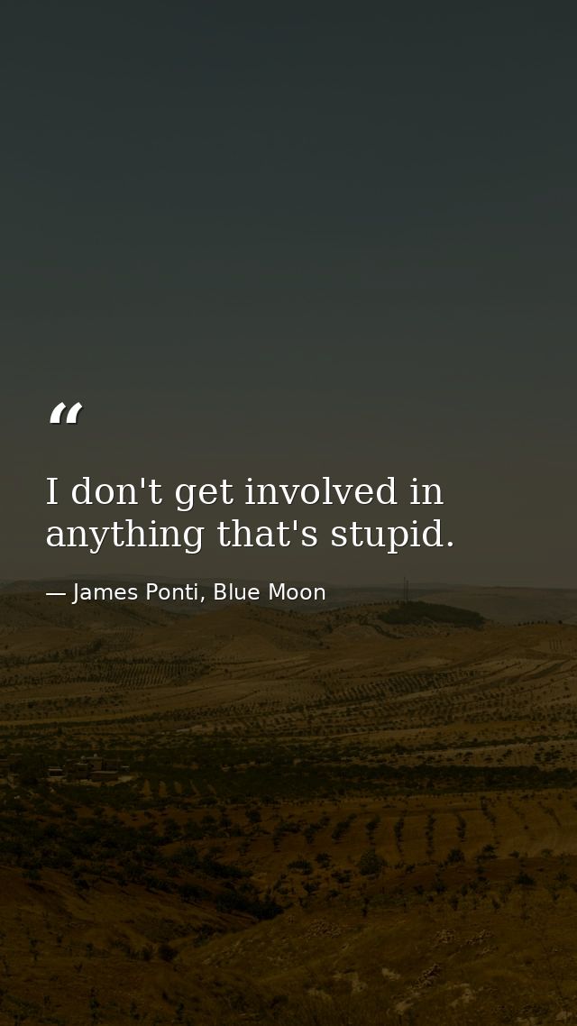 I don't get involved in anything that's stupid. — James Ponti, Blue Moon