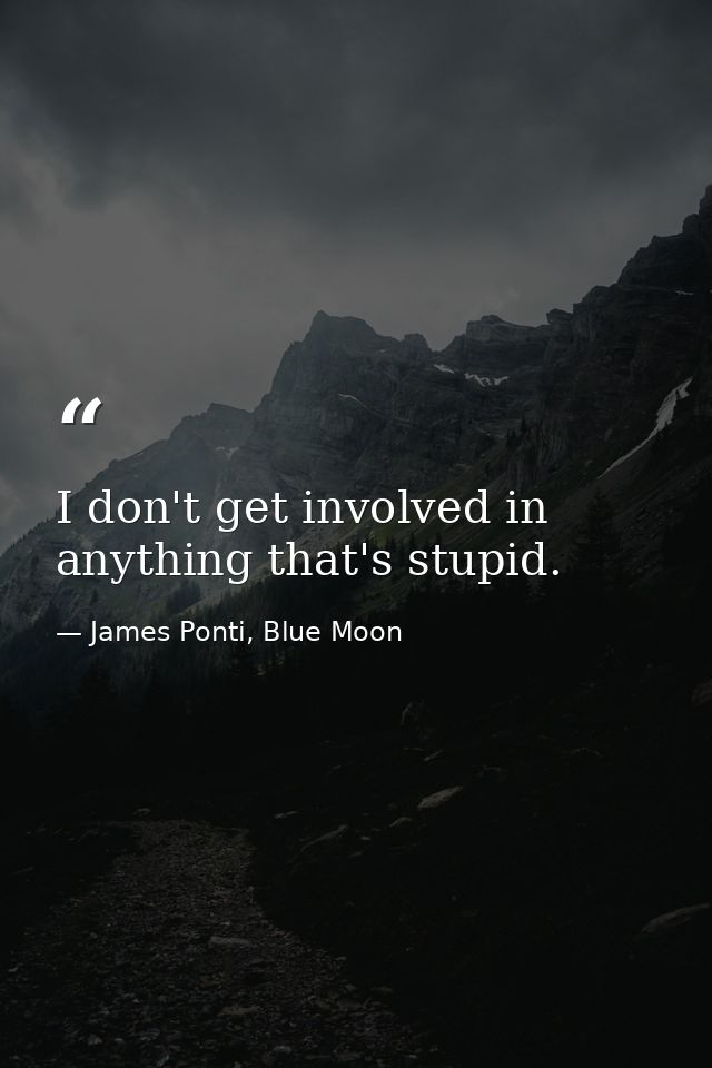 I don't get involved in anything that's stupid. — James Ponti, Blue Moon