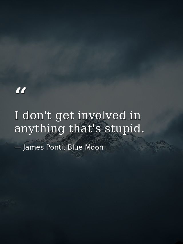 I don't get involved in anything that's stupid. — James Ponti, Blue Moon