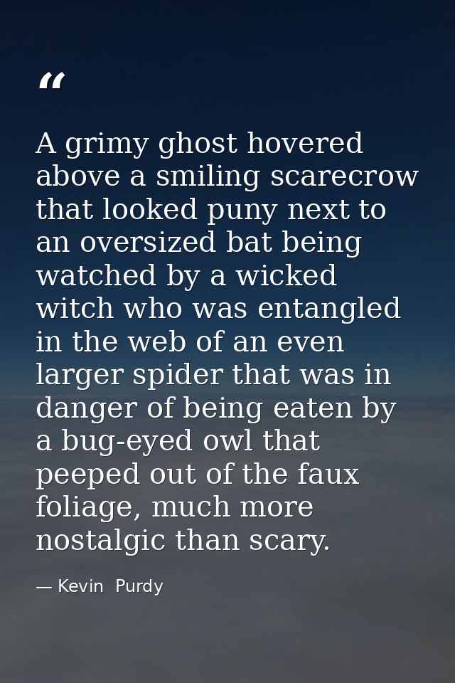 A grimy ghost hovered above a smiling scarecrow that looked puny next to an oversized bat being watched by a wicked witc — Kevin  Purdy