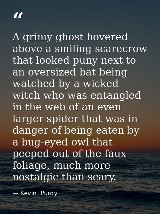 A grimy ghost hovered above a smiling scarecrow that looked puny next to an oversized bat being watched by a wicked witc — Kevin  Purdy