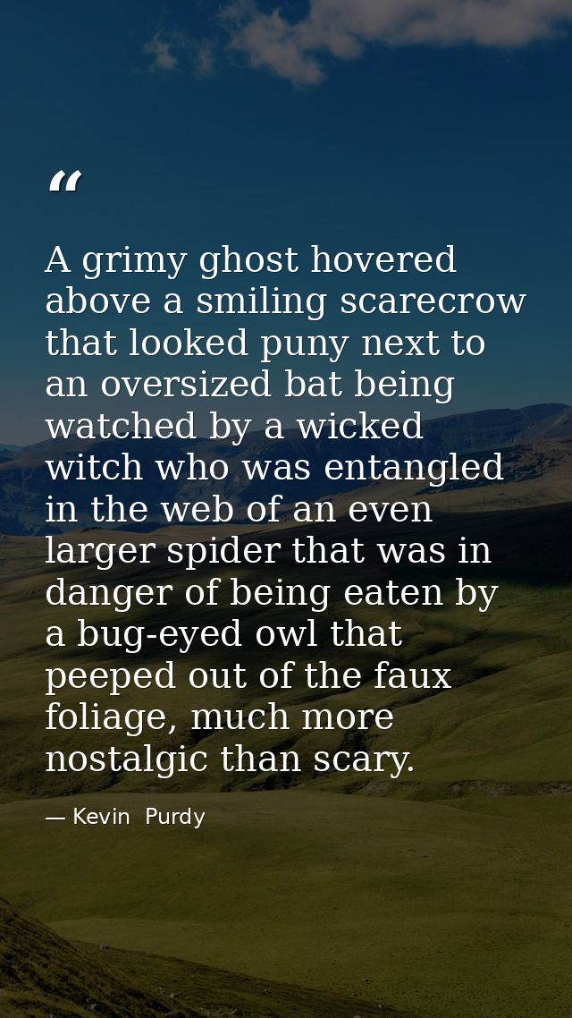 A grimy ghost hovered above a smiling scarecrow that looked puny next to an oversized bat being watched by a wicked witc — Kevin  Purdy