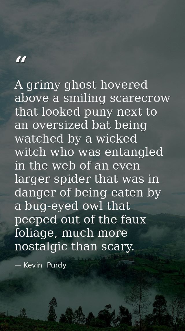 A grimy ghost hovered above a smiling scarecrow that looked puny next to an oversized bat being watched by a wicked witc — Kevin  Purdy