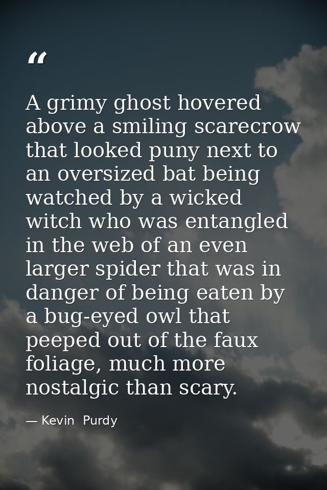 A grimy ghost hovered above a smiling scarecrow that looked puny next to an oversized bat being watched by a wicked witc — Kevin  Purdy