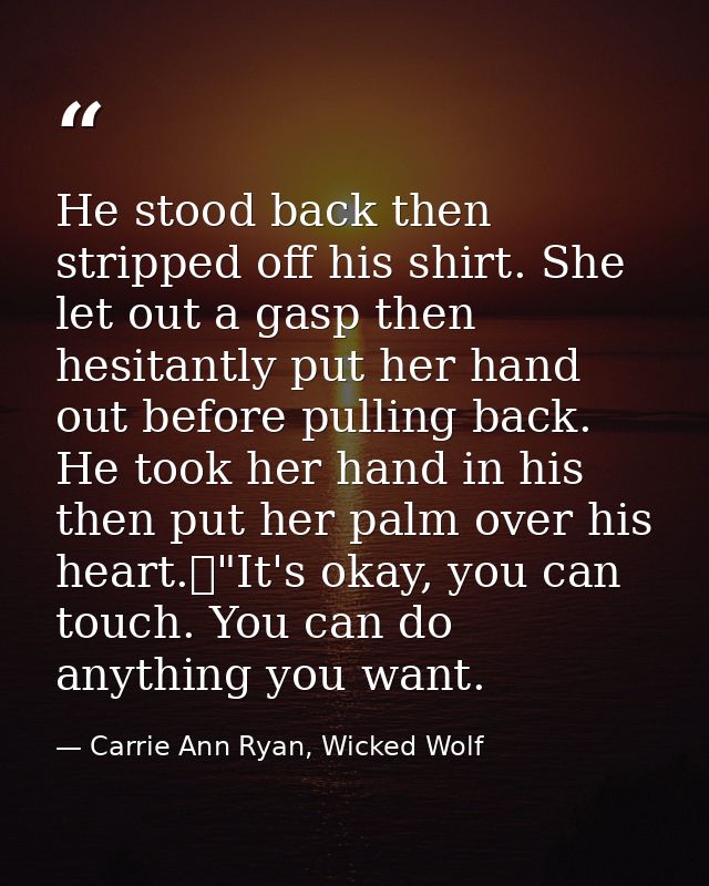 He stood back then stripped off his shirt. She let out a gasp then hesitantly put her hand out before pulling back. He t — Carrie Ann Ryan, Wicked Wolf