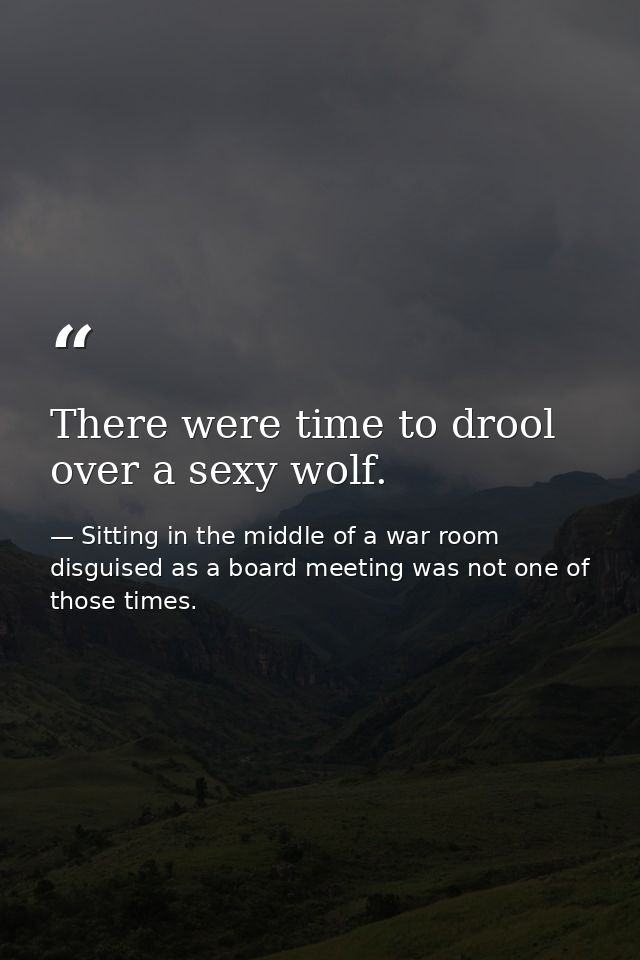 There were time to drool over a sexy wolf. — Sitting in the middle of a war room disguised as a board meeting was not one of those times.