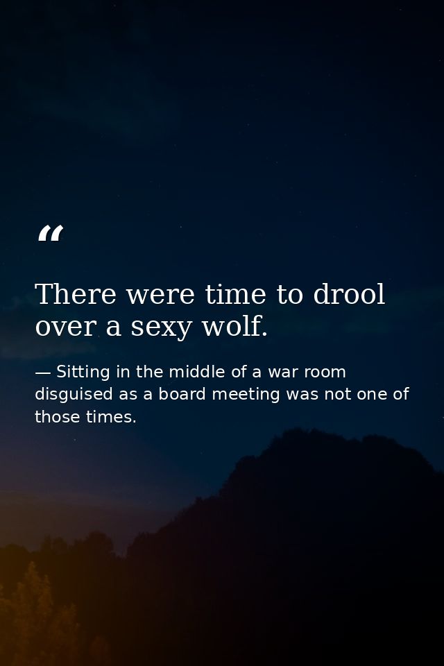 There were time to drool over a sexy wolf. — Sitting in the middle of a war room disguised as a board meeting was not one of those times.