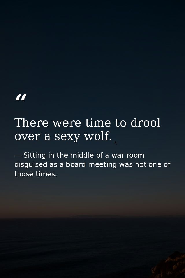 There were time to drool over a sexy wolf. — Sitting in the middle of a war room disguised as a board meeting was not one of those times.