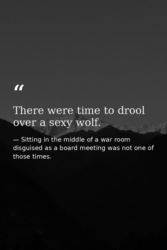 There were time to drool over a sexy wolf. — Sitting in the middle of a war room disguised as a board meeting was not one of those times.