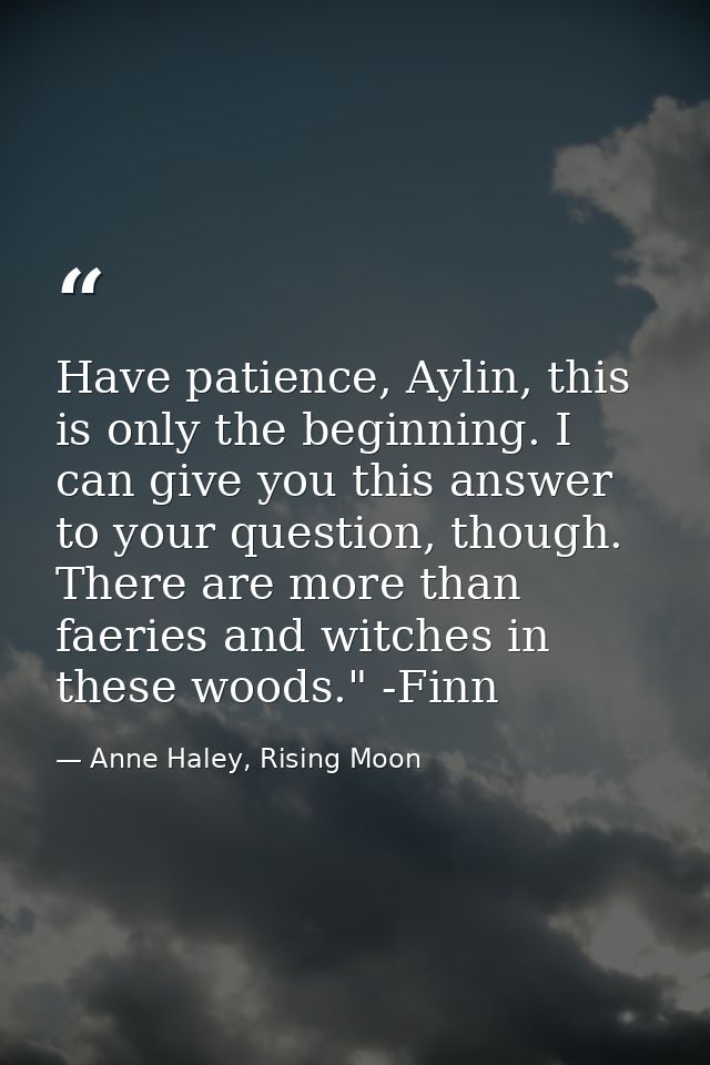Have patience, Aylin, this is only the beginning. I can give you this answer to your question, though. There are more th — Anne Haley, Rising Moon