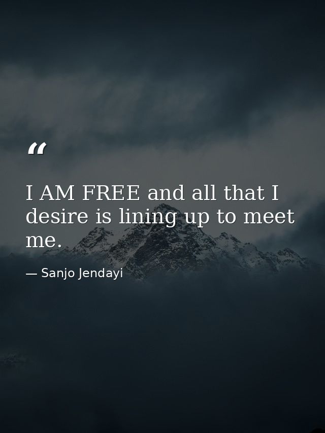 I AM FREE and all that I desire is lining up to meet me. — Sanjo Jendayi
