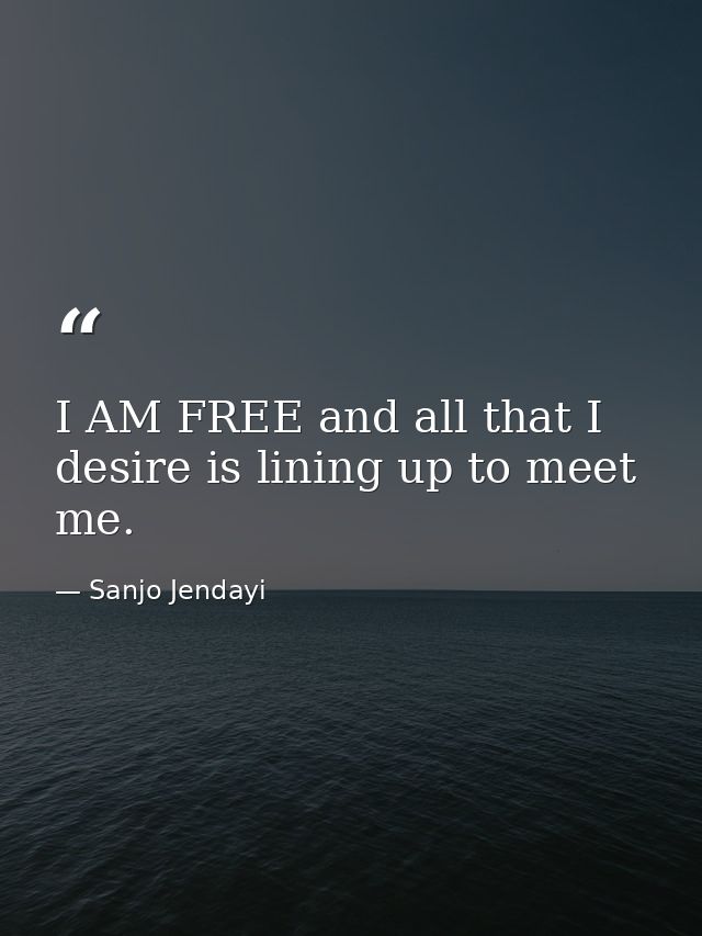 I AM FREE and all that I desire is lining up to meet me. — Sanjo Jendayi