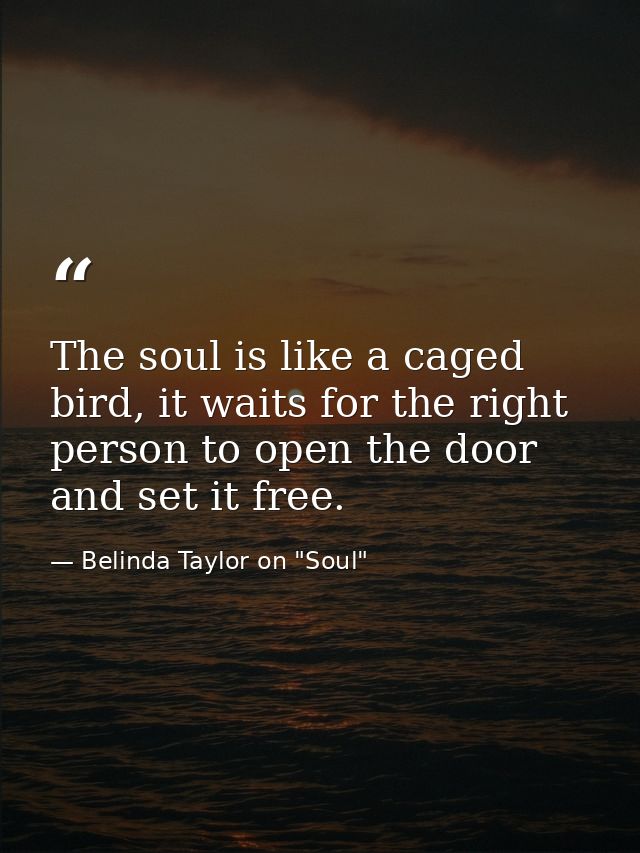 The soul is like a caged bird, it waits for the right person to open the door and set it free. — Belinda Taylor on "Soul"