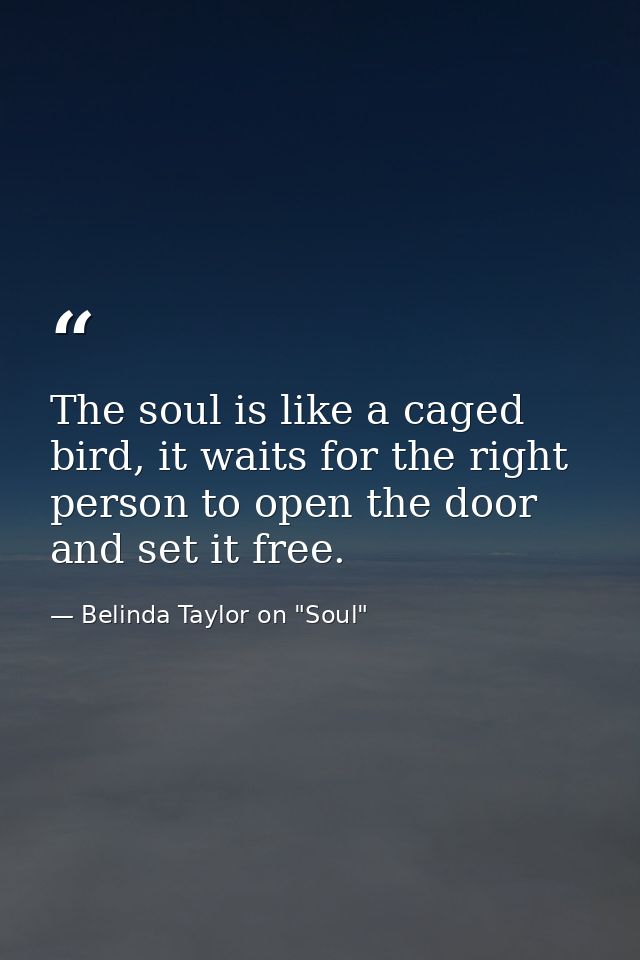 The soul is like a caged bird, it waits for the right person to open the door and set it free. — Belinda Taylor on "Soul"
