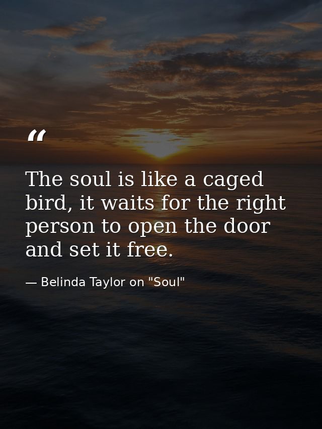 The soul is like a caged bird, it waits for the right person to open the door and set it free. — Belinda Taylor on "Soul"