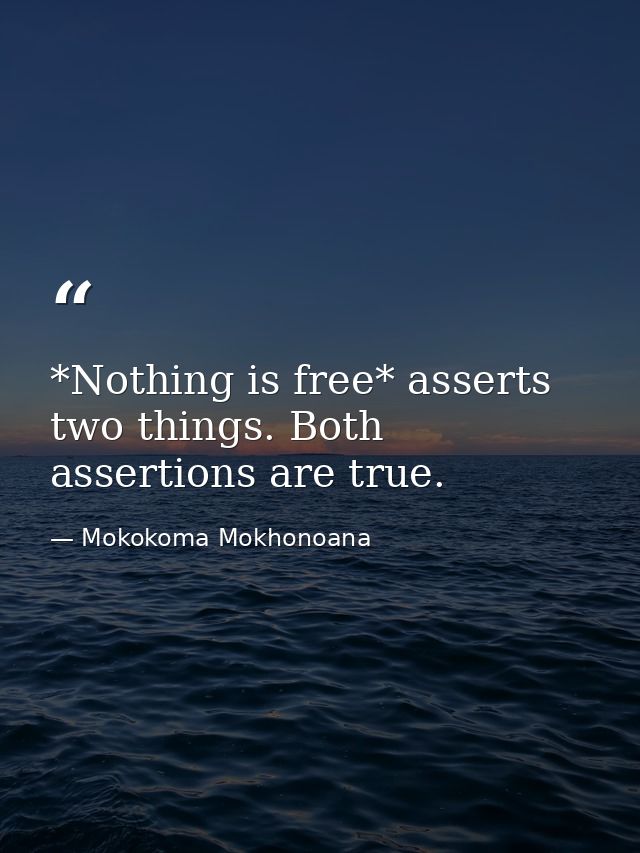 *Nothing is free* asserts two things. Both assertions are true. — Mokokoma Mokhonoana