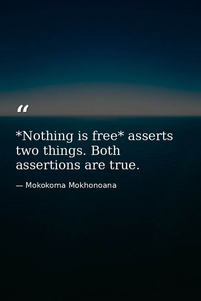 *Nothing is free* asserts two things. Both assertions are true. — Mokokoma Mokhonoana