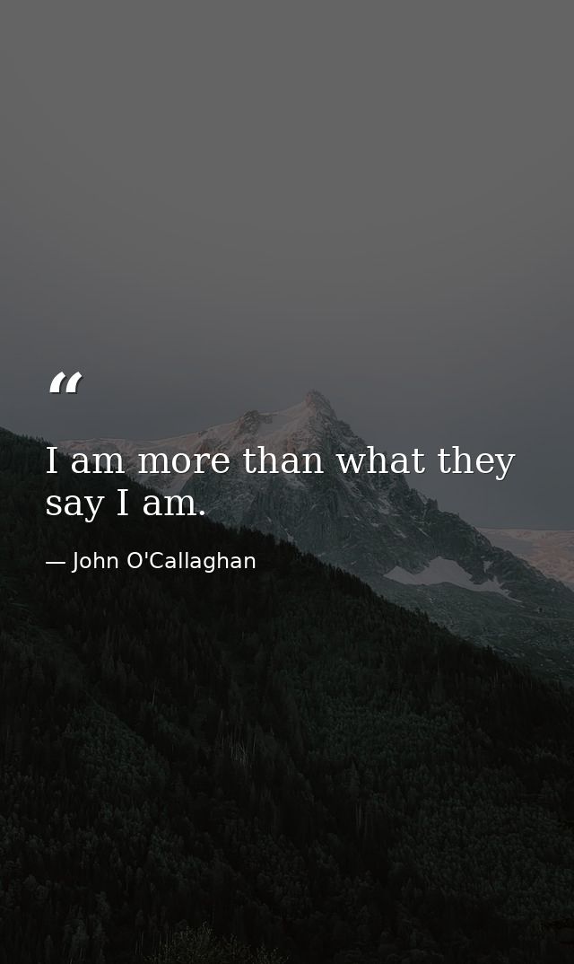 I am more than what they say I am. — John O'Callaghan