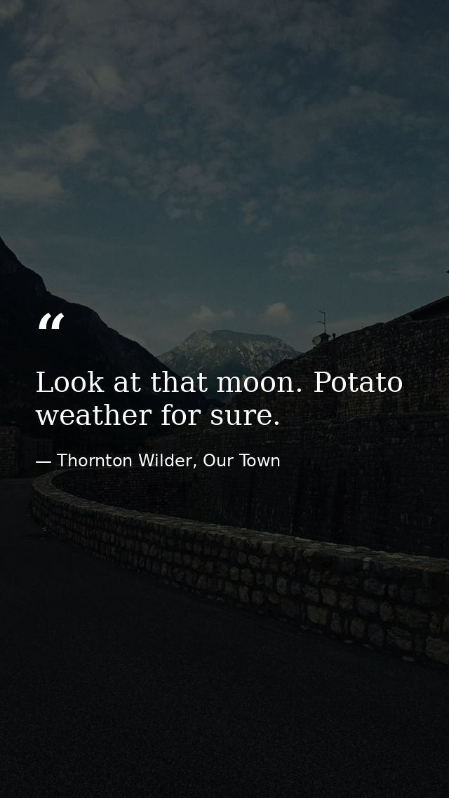 Look at that moon. Potato weather for sure. — Thornton Wilder, Our Town