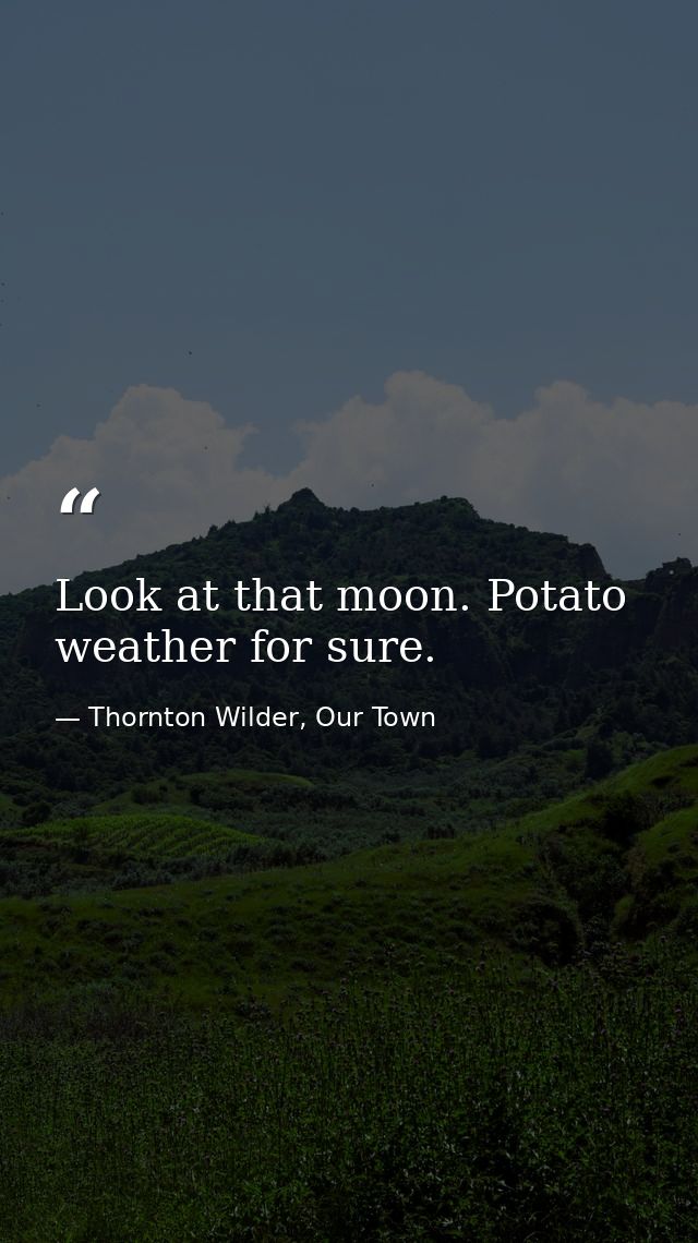 Look at that moon. Potato weather for sure. — Thornton Wilder, Our Town