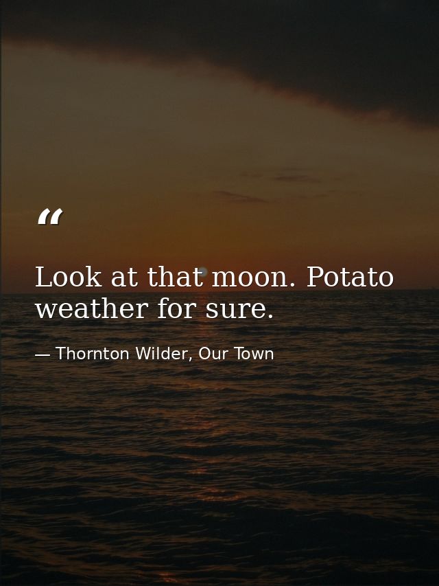 Look at that moon. Potato weather for sure. — Thornton Wilder, Our Town
