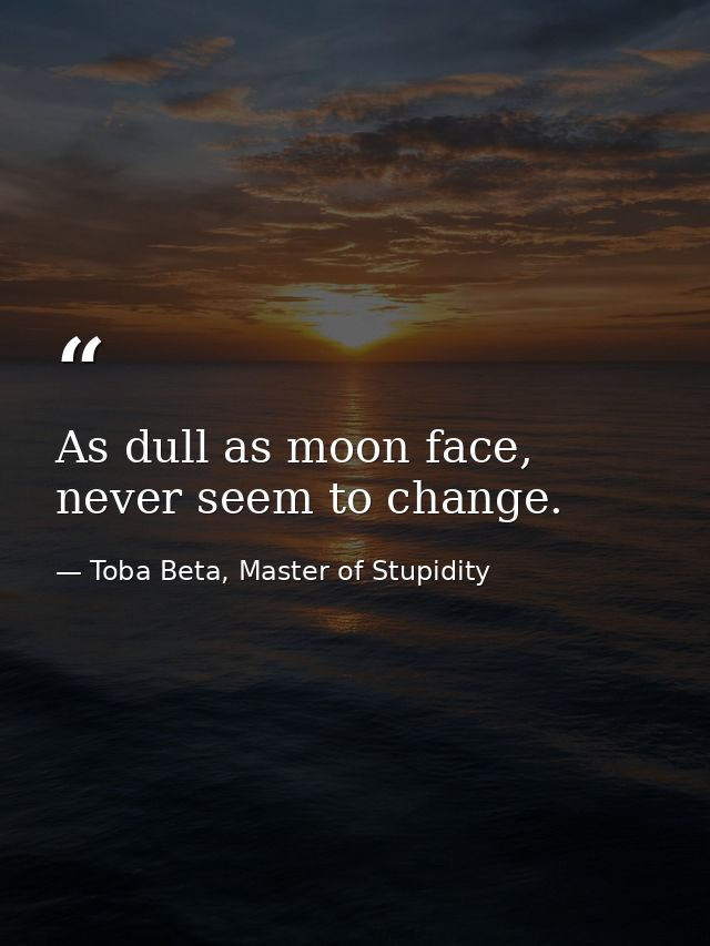 As dull as moon face, never seem to change. — Toba Beta, Master of Stupidity