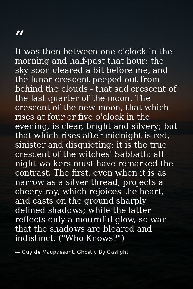 It was then between one o'clock in the morning and half-past that hour; the sky soon cleared a bit before me, and the lu — Guy de Maupassant, Ghostly By Gaslight