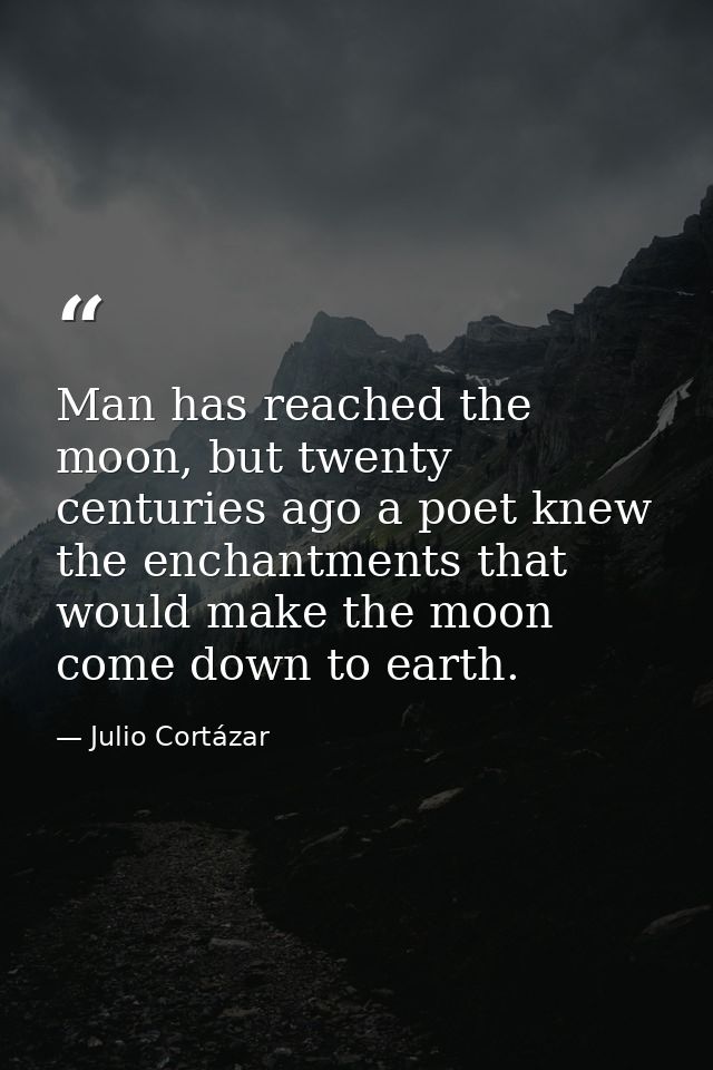 Man has reached the moon, but twenty centuries ago a poet knew the enchantments that would make the moon come down to ea — Julio Cortázar