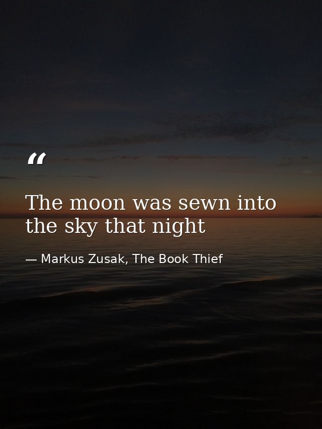 The moon was sewn into the sky that night — Markus Zusak, The Book Thief