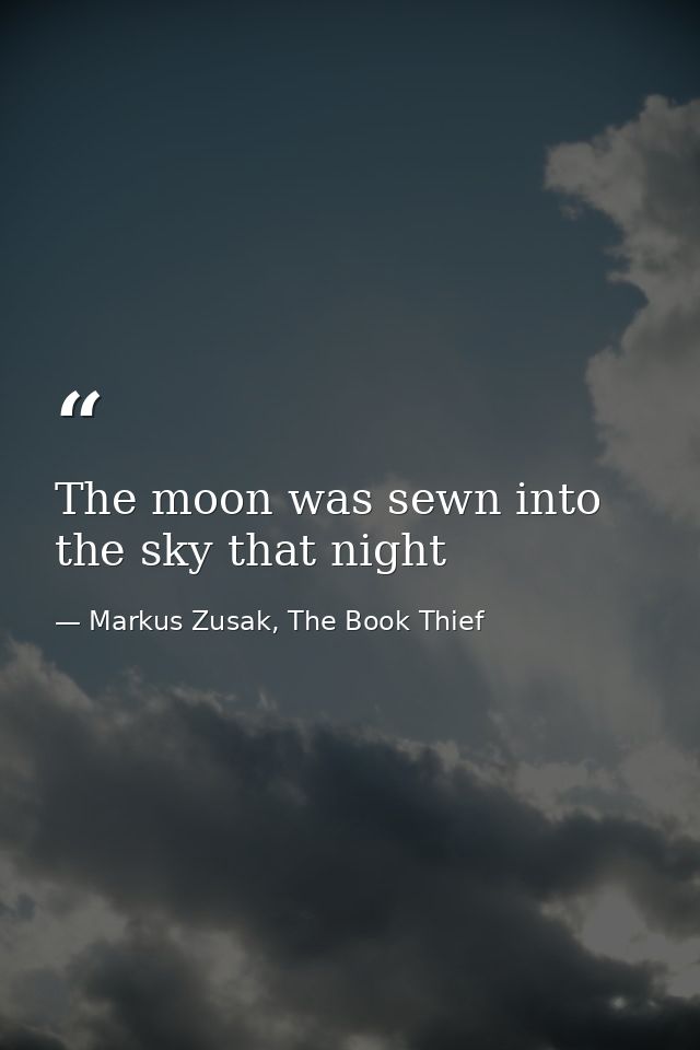 The moon was sewn into the sky that night — Markus Zusak, The Book Thief