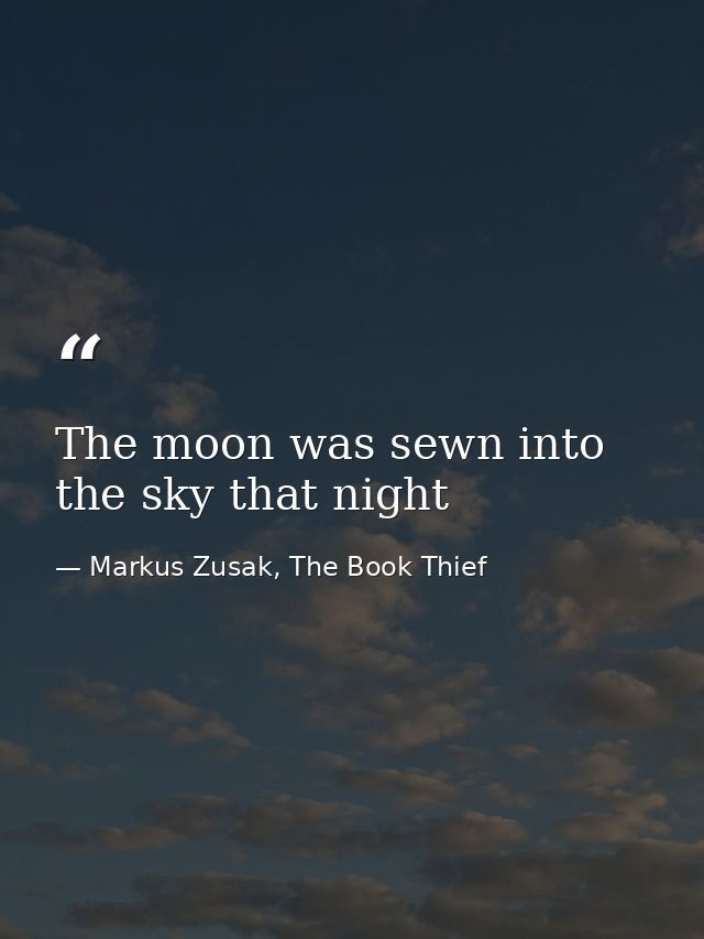 The moon was sewn into the sky that night — Markus Zusak, The Book Thief