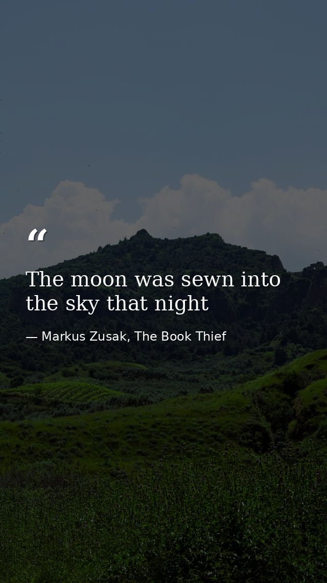 The moon was sewn into the sky that night — Markus Zusak, The Book Thief