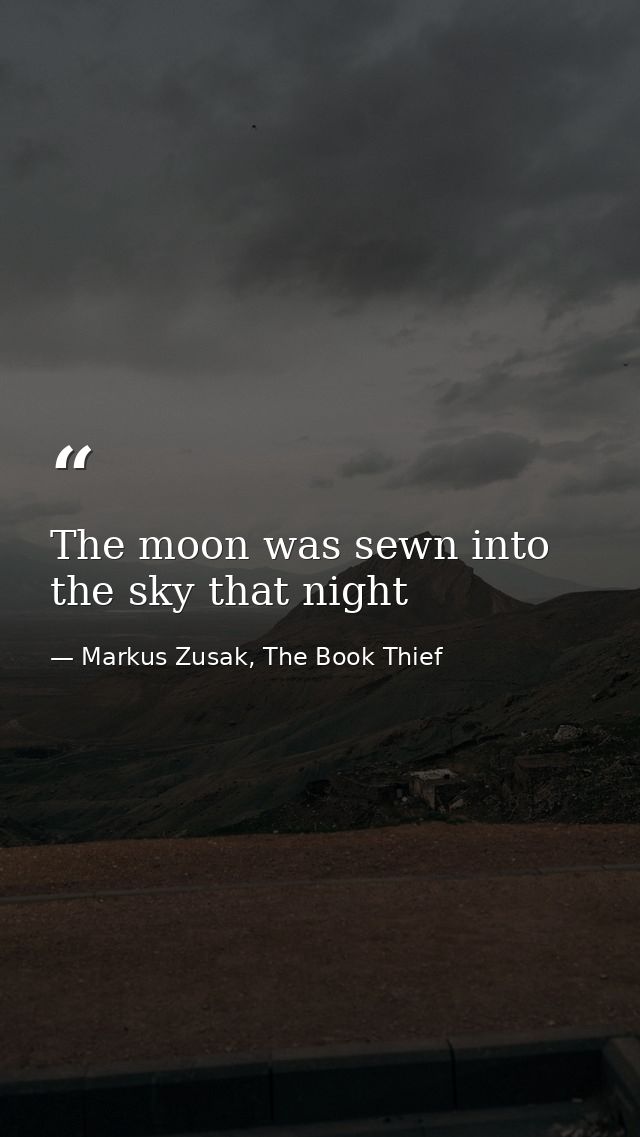 The moon was sewn into the sky that night — Markus Zusak, The Book Thief