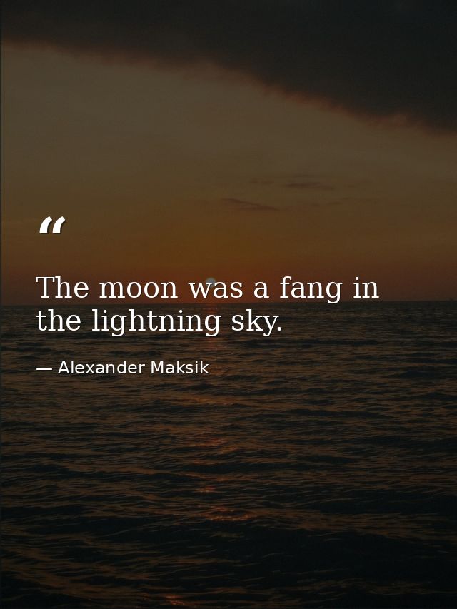 The moon was a fang in the lightning sky. — Alexander Maksik